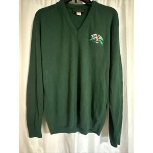 Andrew Rohan Sweater Men’s Long Sleeve Green Embroidered V-Neck XXL Made In USA